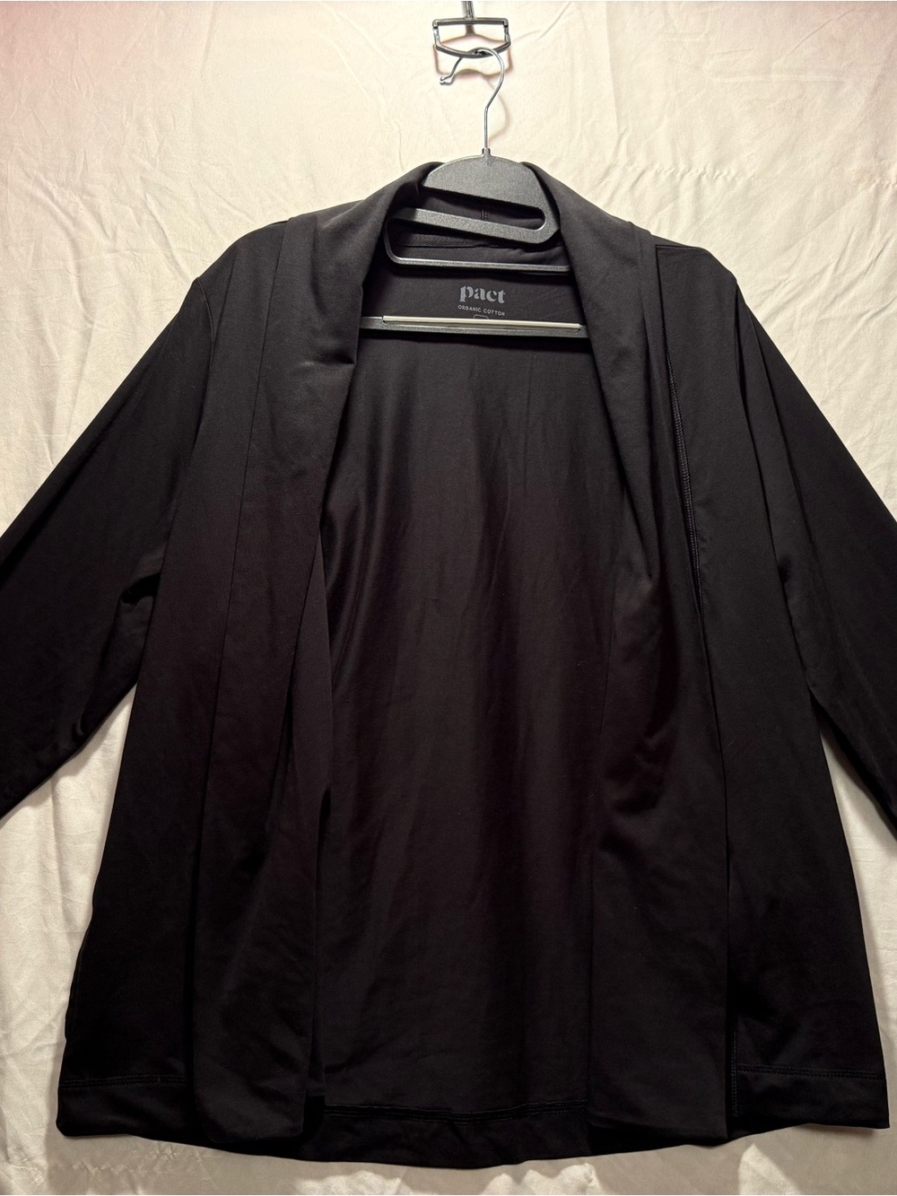 Pact Women's Open-Front Black Cardigan